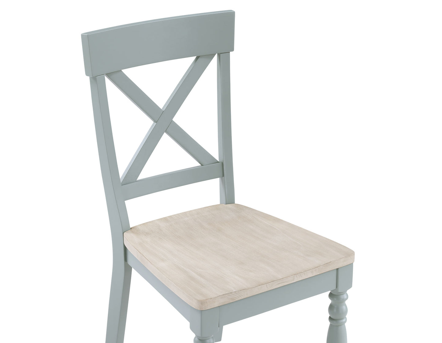 Darcy Solid Wood Side Chair, Mint Green and Parchment Finish
