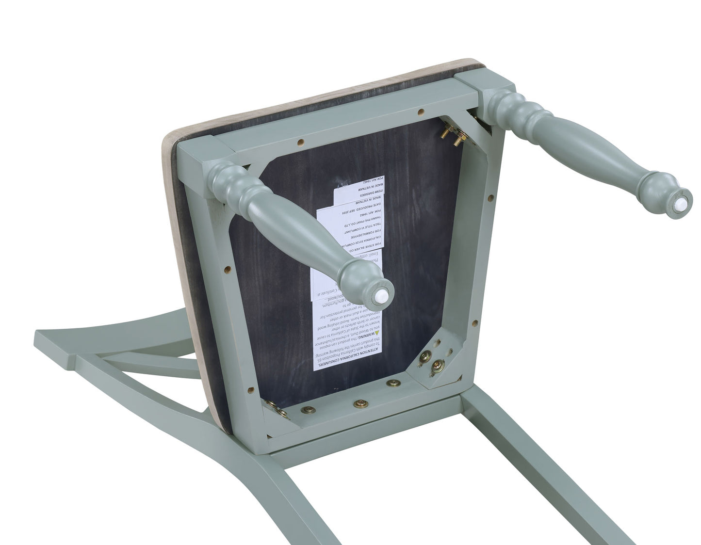 Darcy Solid Wood Side Chair, Mint Green and Parchment Finish