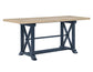Darcy 64-82″Counter Table with 18-inch leaf, Midnight Blue and Natural Finish