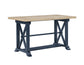 Darcy 64-82″Counter Table with 18-inch leaf, Midnight Blue and Natural Finish