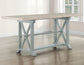 Darcy 64-82″Counter Table with 18-inch leaf, Mint Green and Natural Finish