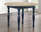 Darcy 42″ Round Dining Table, Midnight Blue and Natural Finish