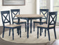 Darcy 42″ Round Dining Table, Midnight Blue and Natural Finish