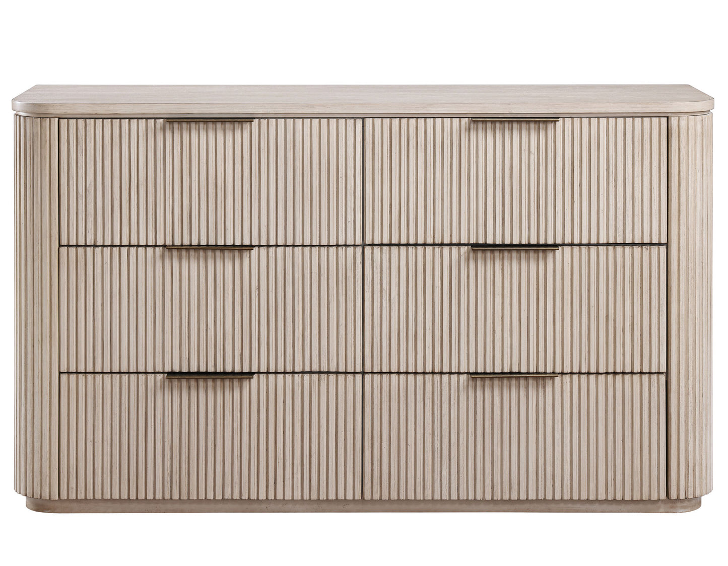 Henry 65″ 6-Drawer Reeded Dresser, Tan Finish