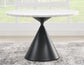 Conrad 48″White Marble Top Table with Black Conical Base