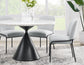 Conrad 48″White Marble Top Table with Black Conical Base
