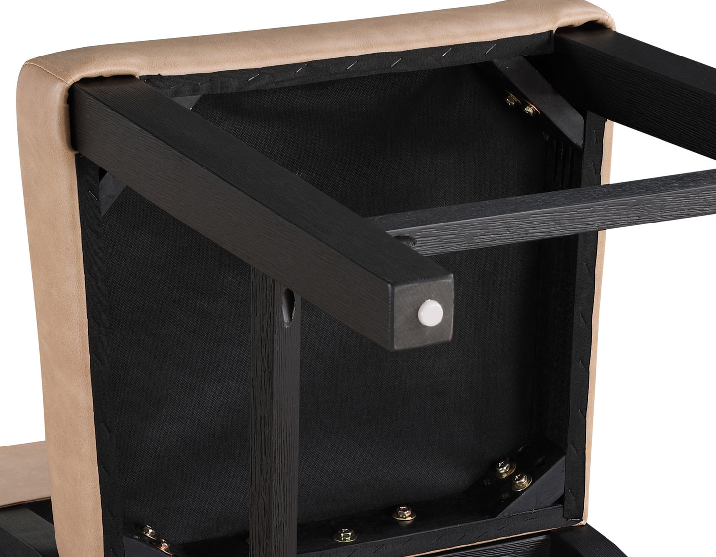 Aubrey 24″ Counter Chair, Camel Vegan Leather with Black wood finish