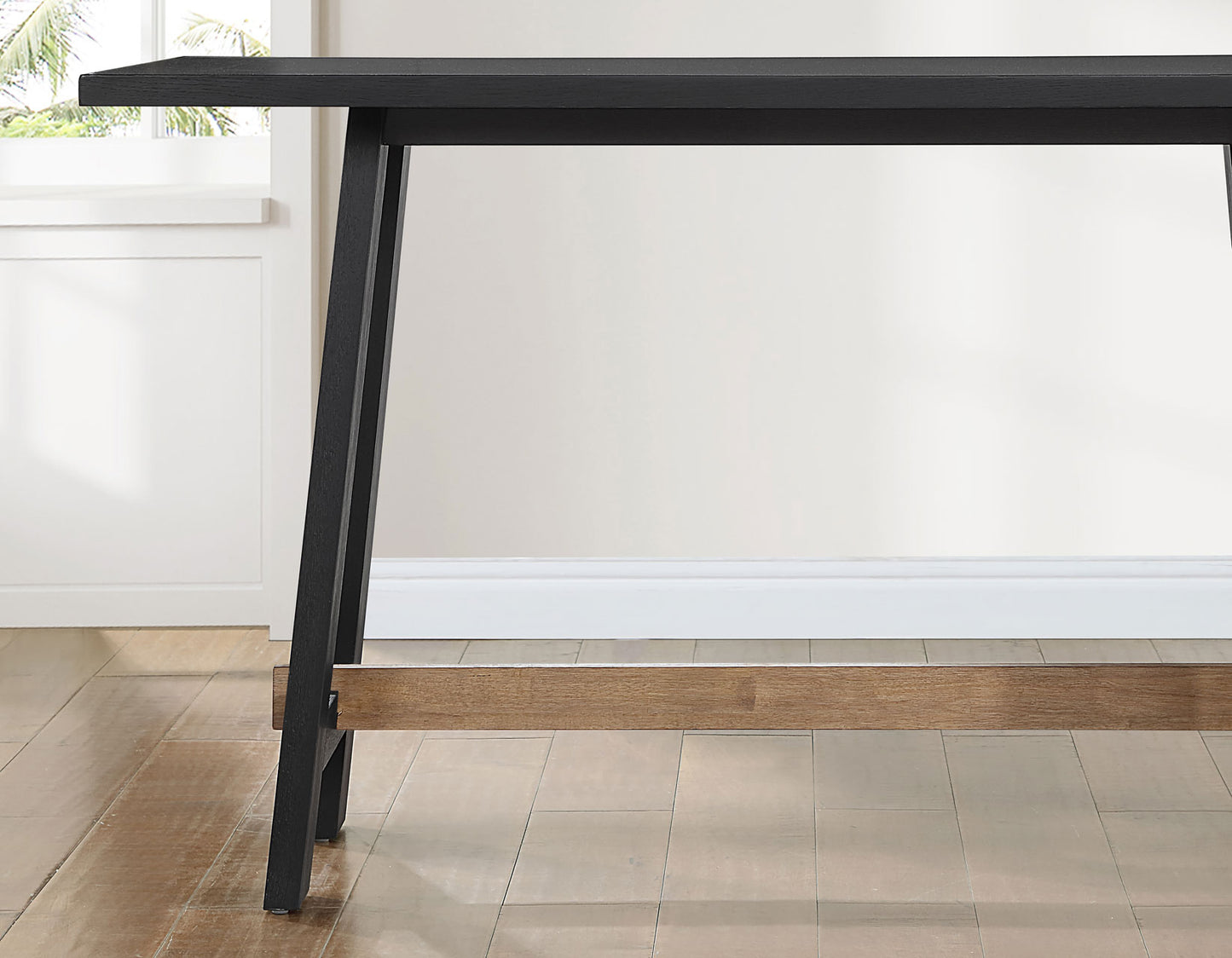 Aubrey 59.5″ Counter Table, Black with Driftwood Stretcher