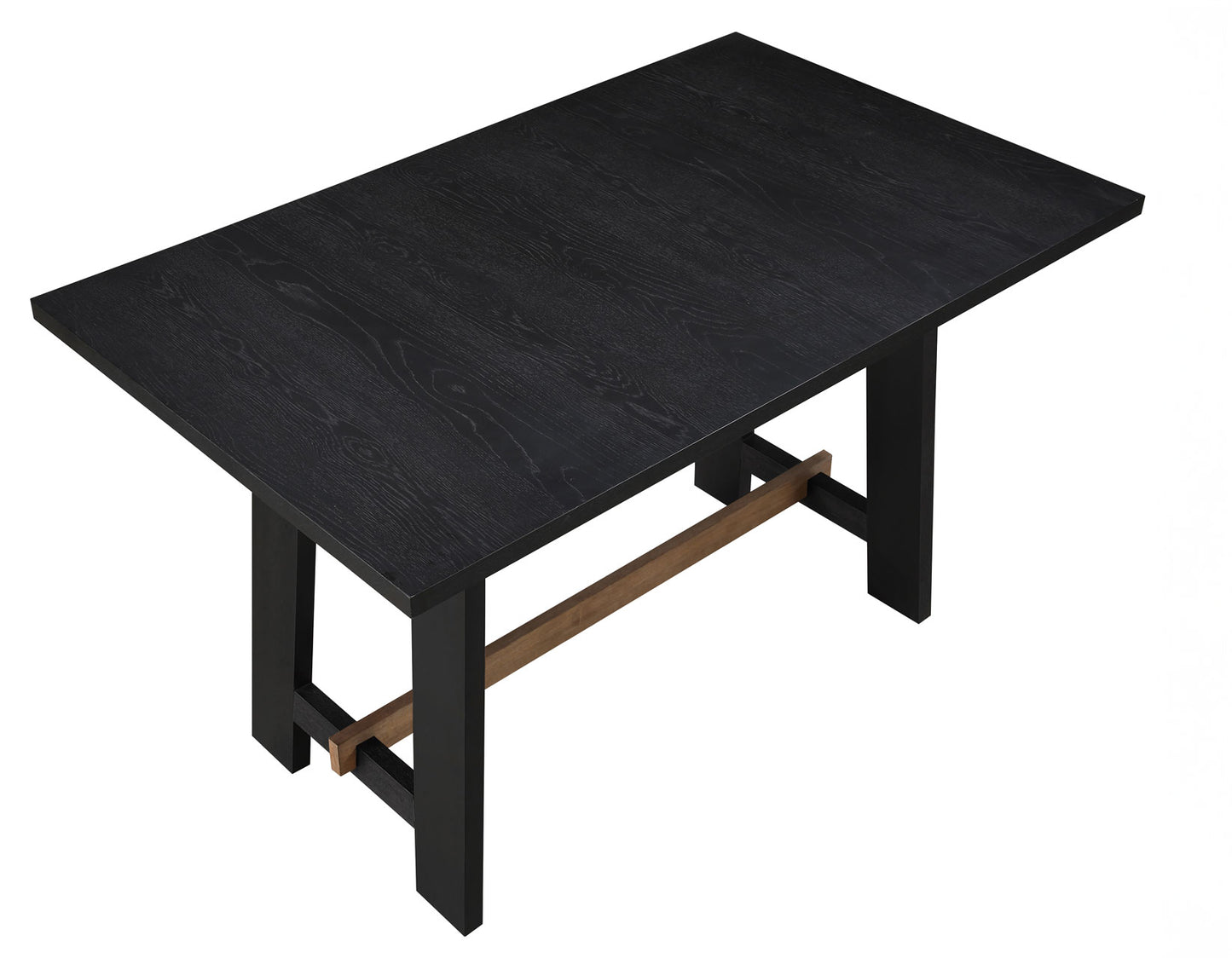 Aubrey 59.5″ Counter Table, Black with Driftwood Stretcher