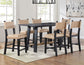 Aubrey 59.5″ Counter Table, Black with Driftwood Stretcher