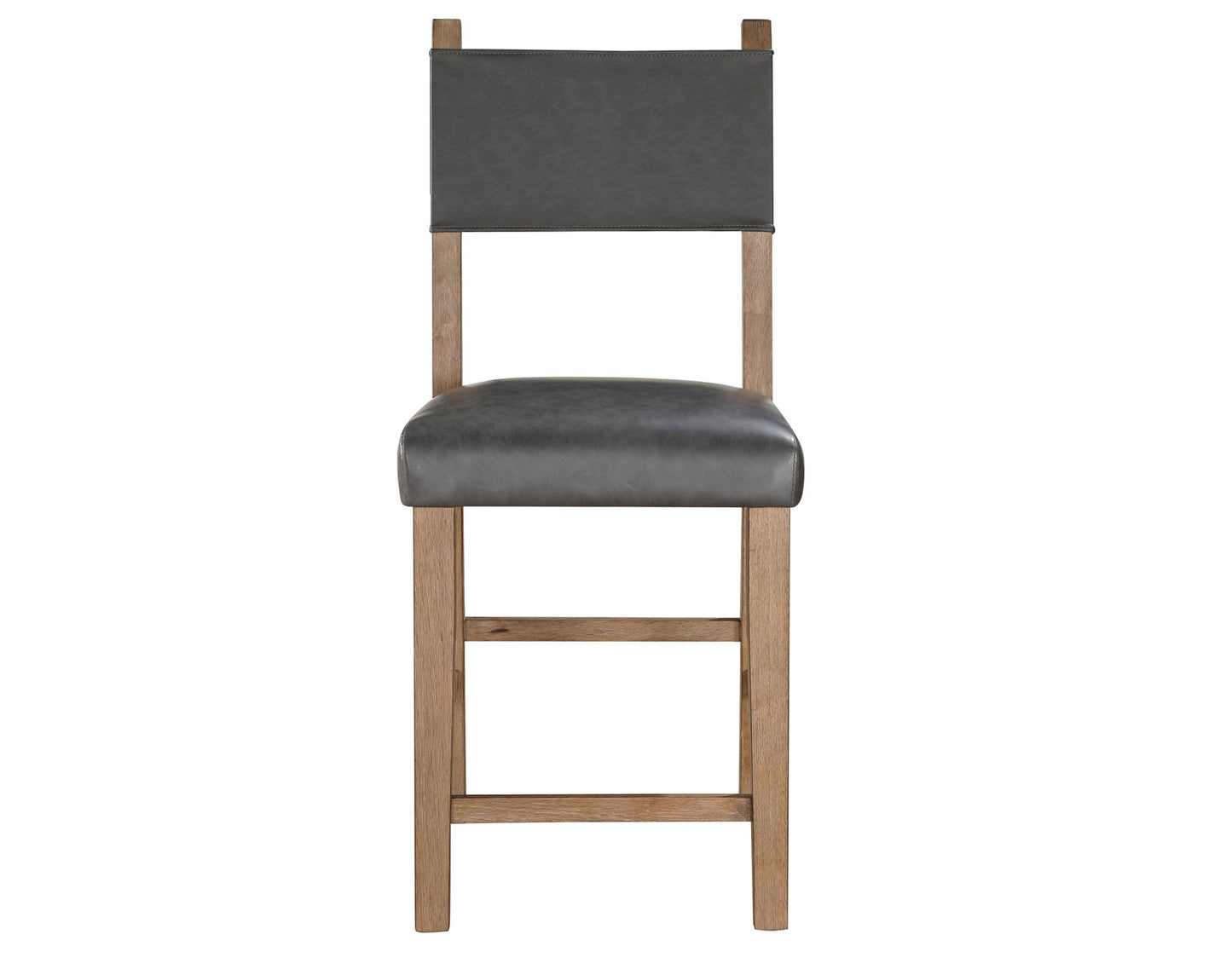 Aubrey 24″ Counter Chair, Gray Vegan Leather with Driftwood finish