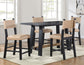 Aubrey 59.5″ Counter Table, Black with Driftwood Stretcher
