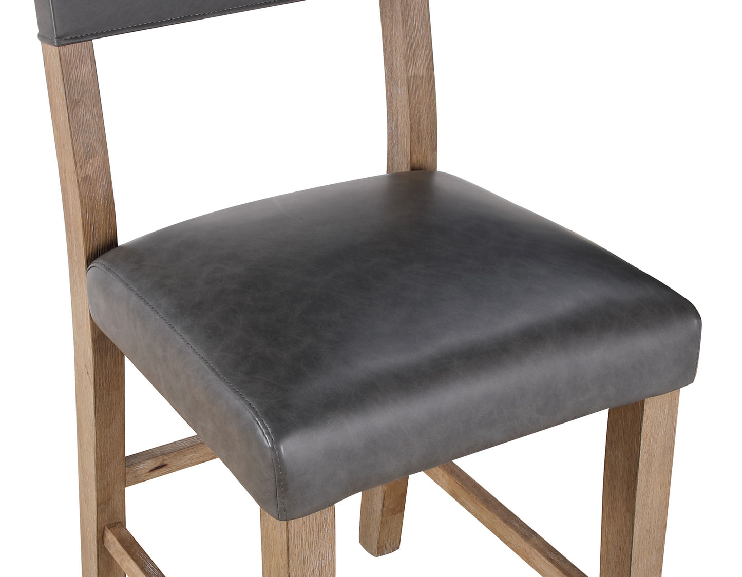 Aubrey 24″ Counter Chair, Gray Vegan Leather with Driftwood finish