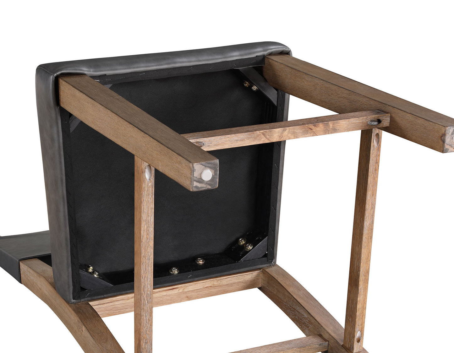 Aubrey 24″ Counter Chair, Gray Vegan Leather with Driftwood finish