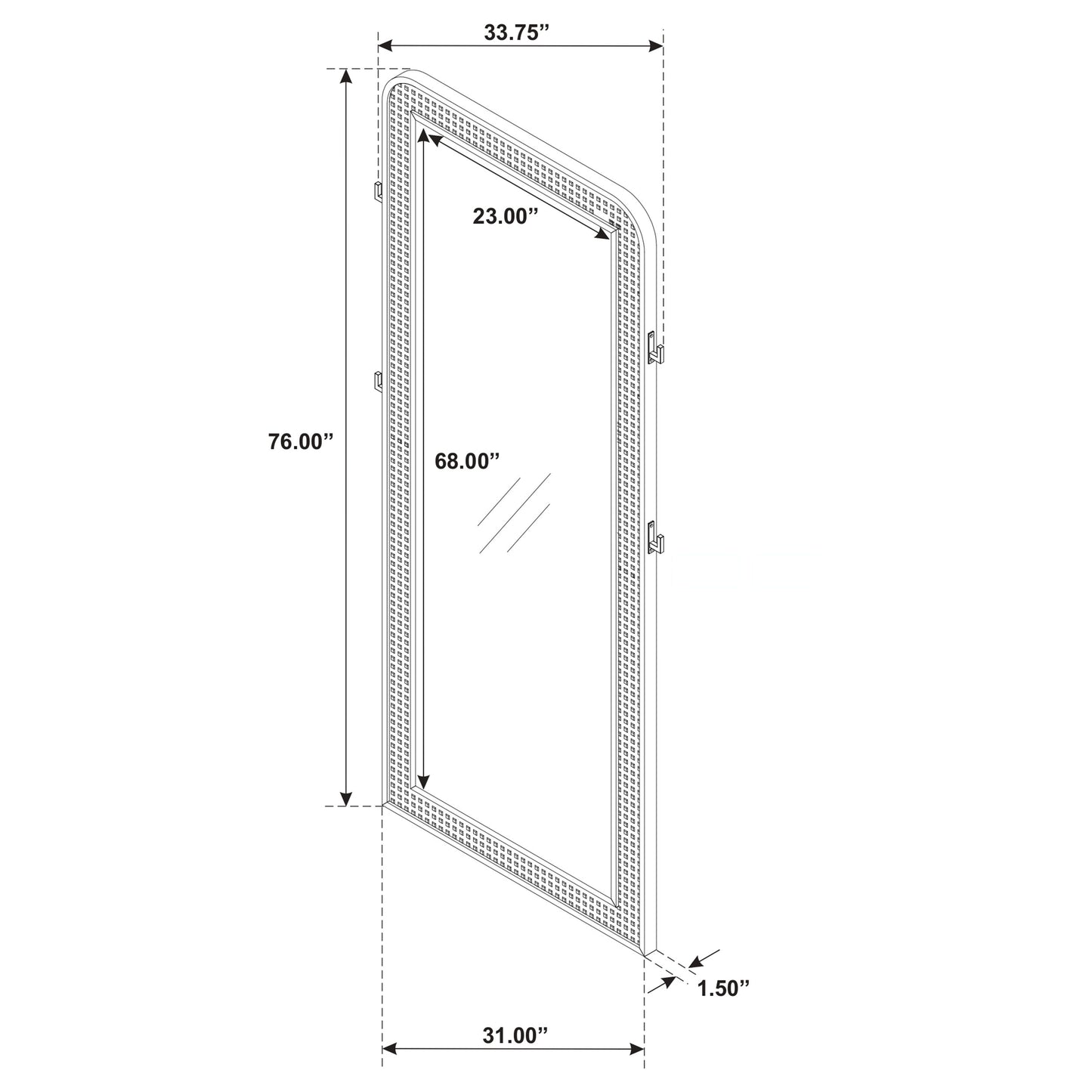 Arini Cane Weave Full Length Standing Floor Mirror Black