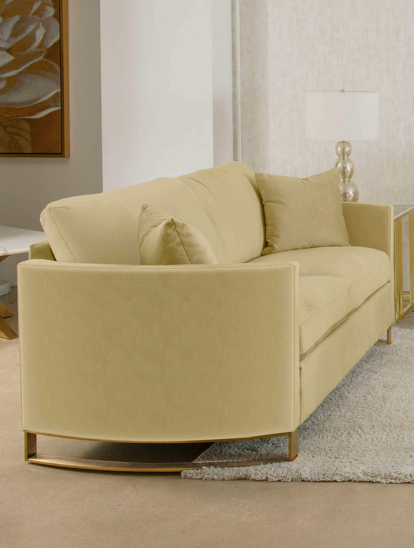 Corliss Upholstered Curved Track Arm Loveseat Camel