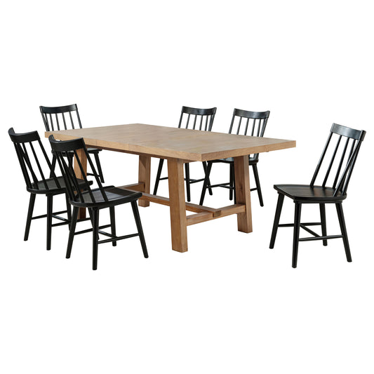Middleton 7-piece Extension Leaf Dining Set Brown and Black