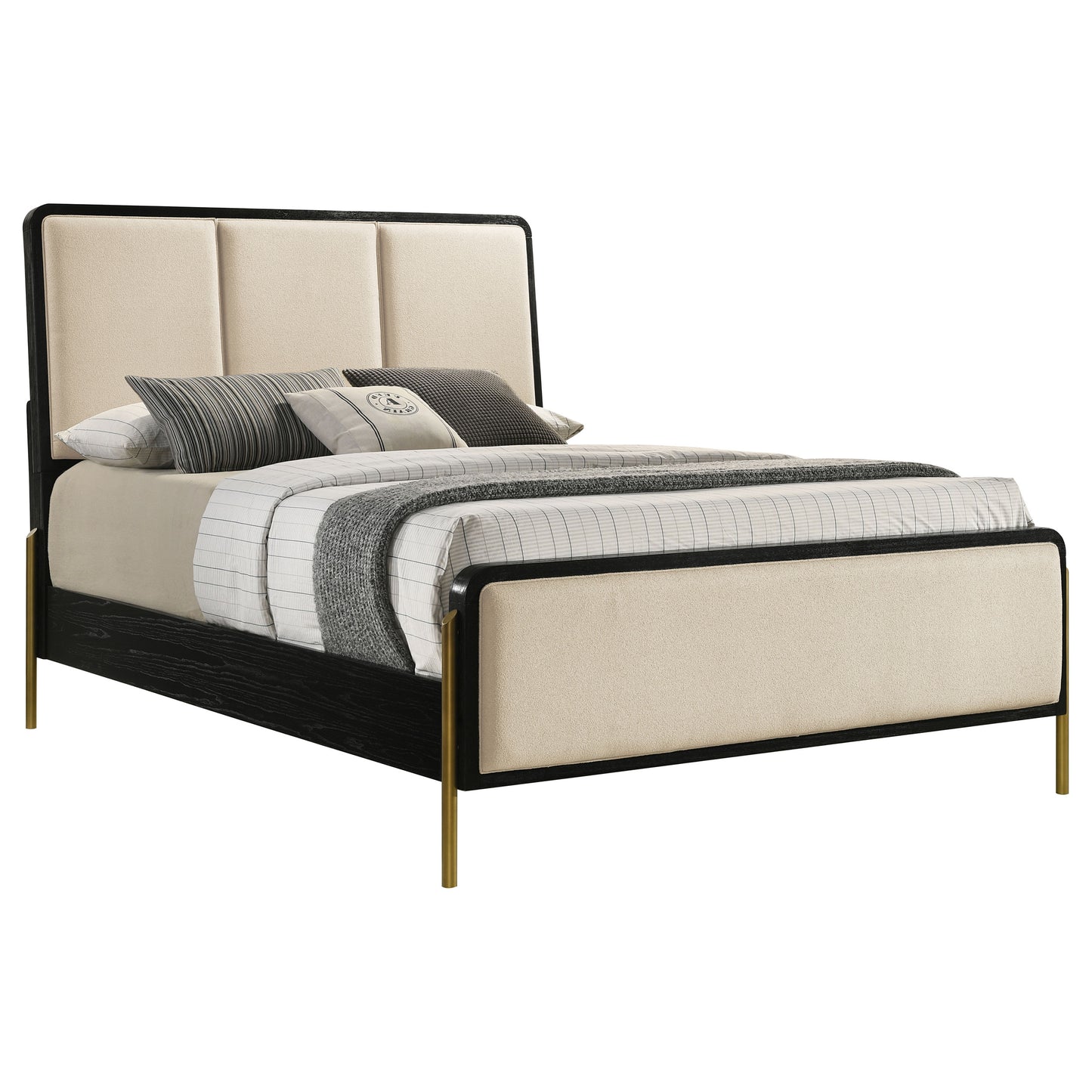 Arini 56-inch Queen Panel Bed Cream and Black