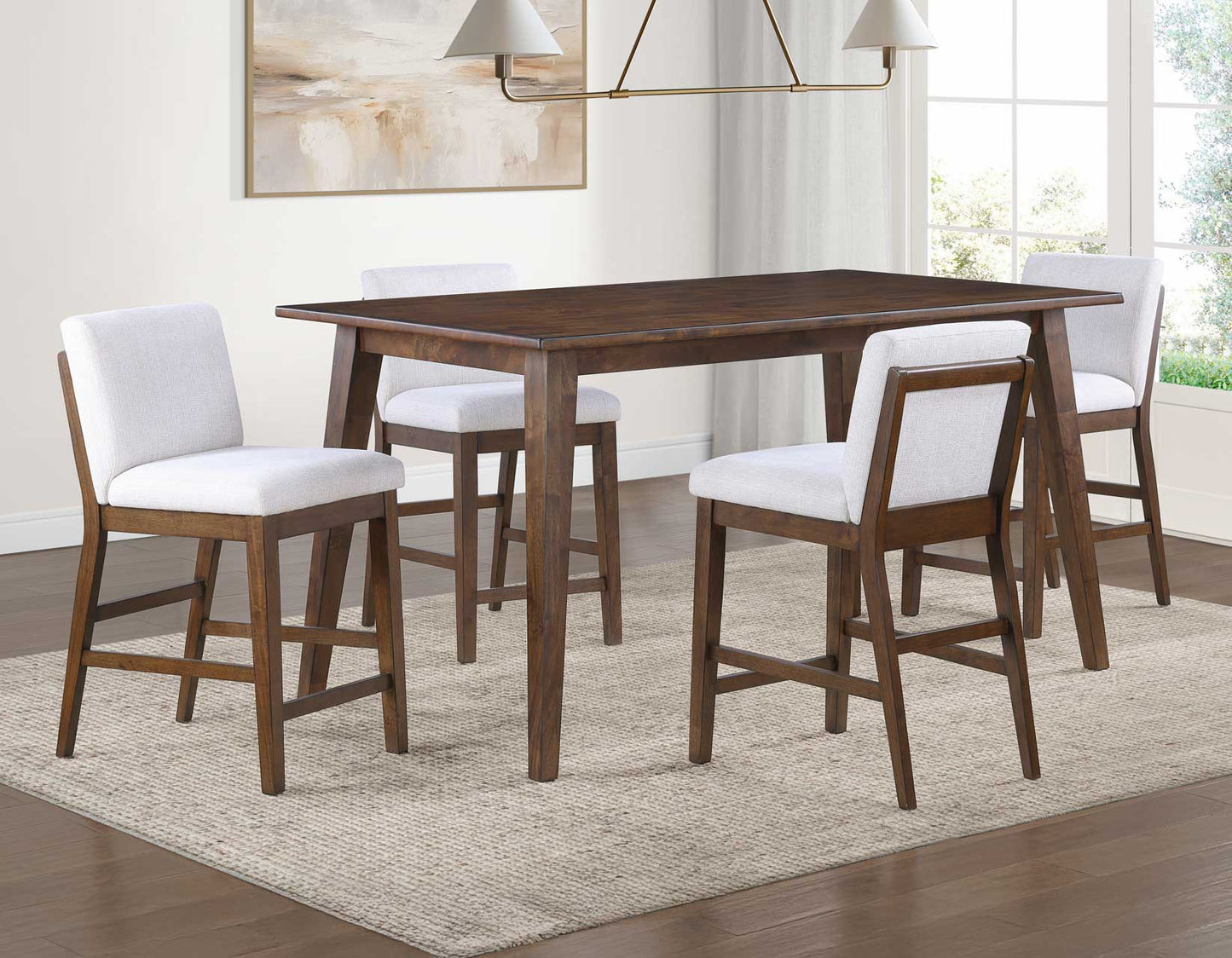 Canton 5-Piece 72″ Counter Dining Set with Upholstered Counter Chairs