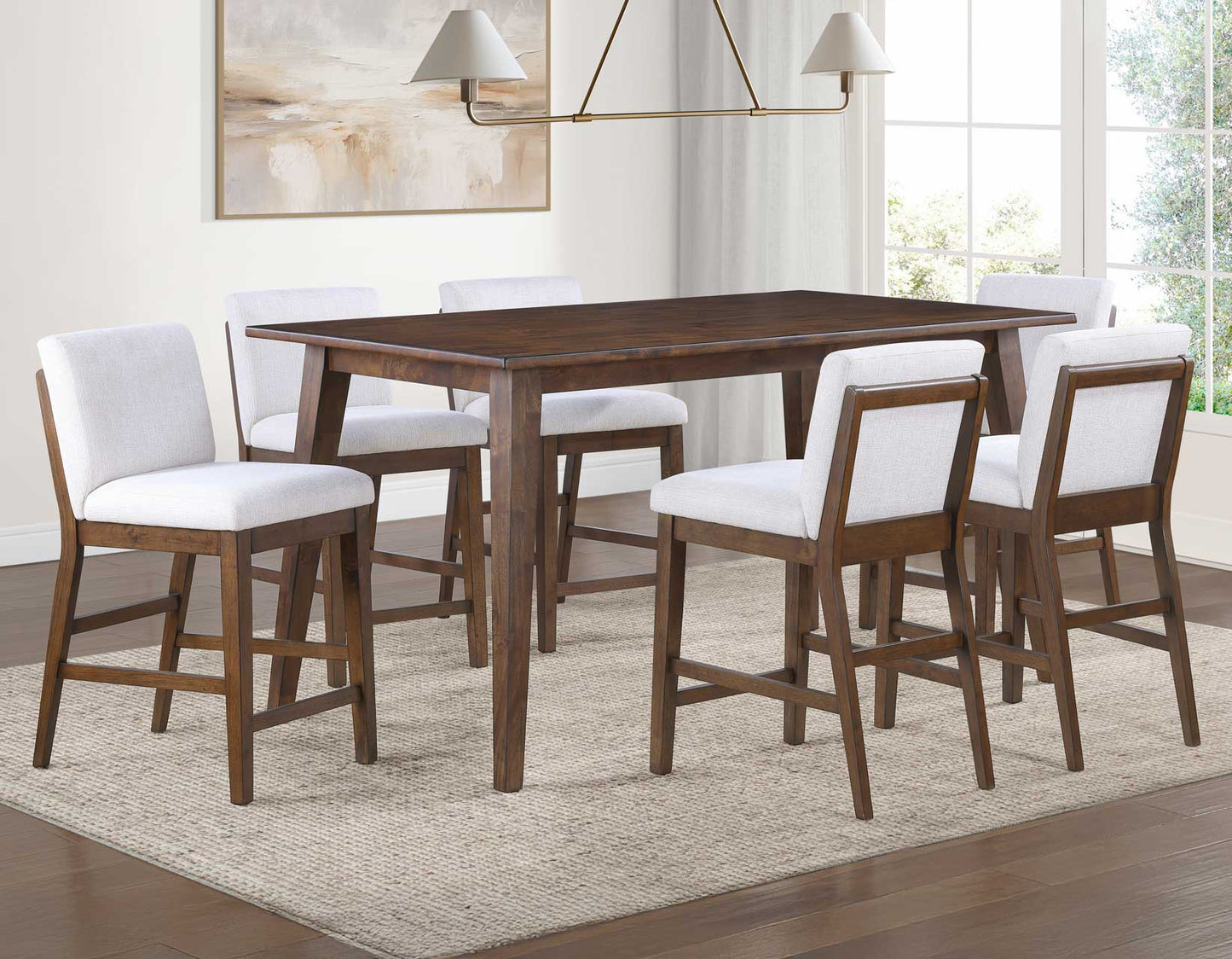 Canton 5-Piece 72″ Counter Dining Set with Upholstered Counter Chairs