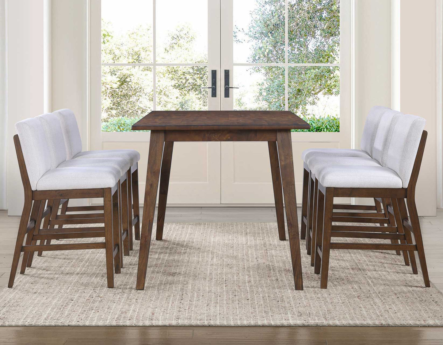 Canton 5-Piece 72″ Counter Dining Set with Upholstered Counter Chairs