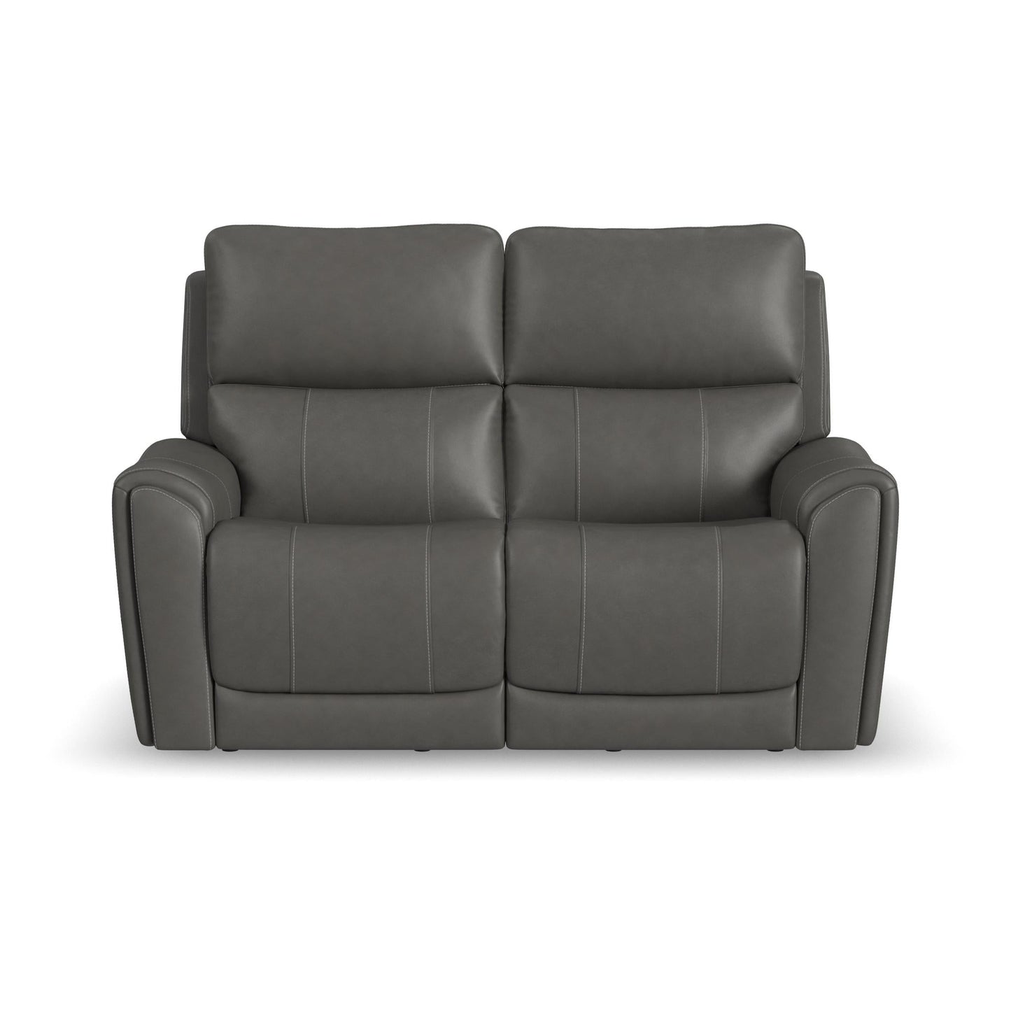 Calvin Smoke Fabric Power Reclining Loveseat with Power Headrests & Lumbar
