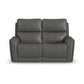 Calvin Smoke Fabric Power Reclining Loveseat with Power Headrests & Lumbar