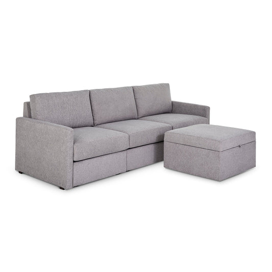 Flex Pebble Sofa with Narrow Arm and Storage Ottoman