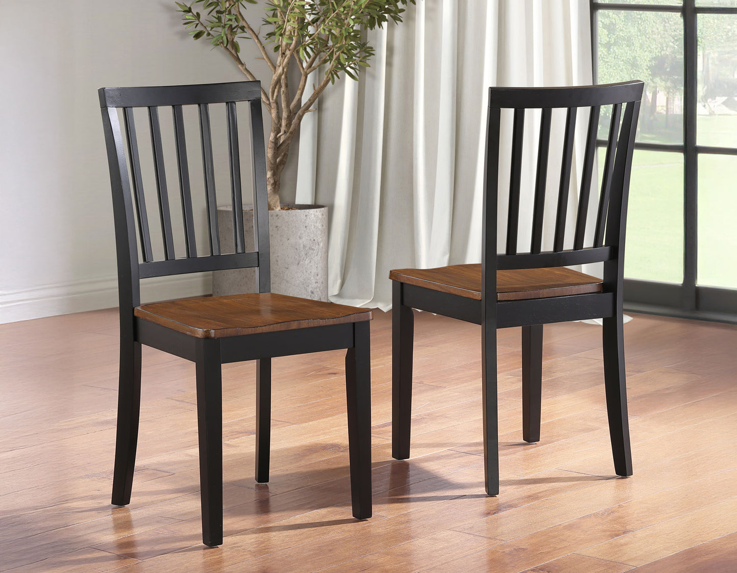 Joplin Solid Wood Farmhouse Chair, Walnut and Ebony Finish