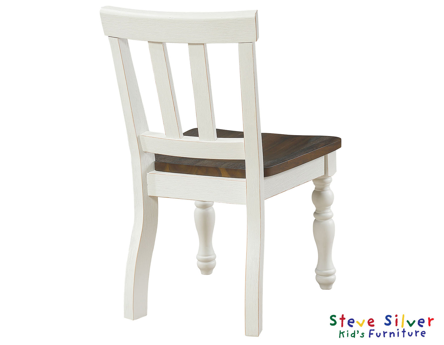 Joanna Kids Solid Wood Side Chair, Ivory and Mocha Finish