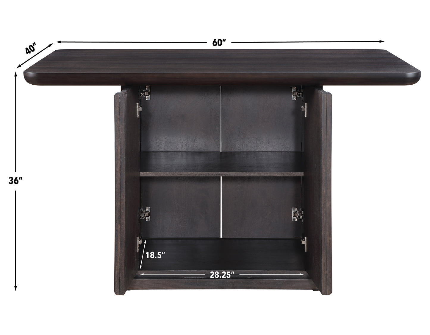 Oakley 60″ Counter Storage Table, Black