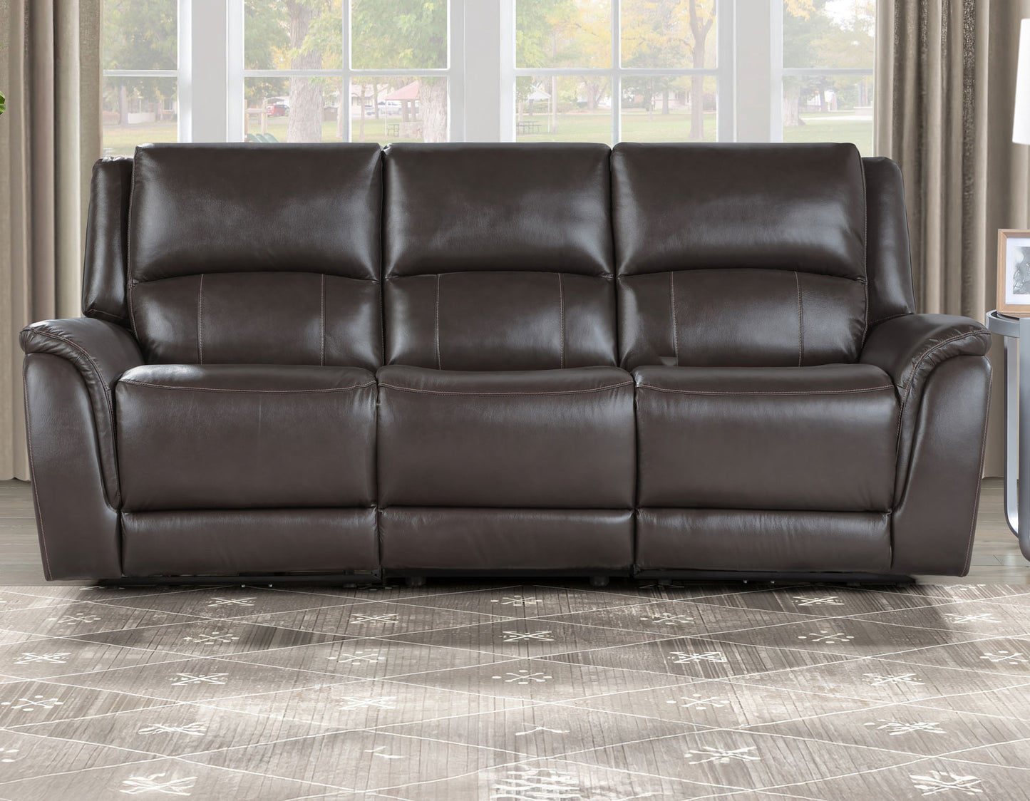 Alexandria 3-Piece Leather Reclining Set – Sofa, Loveseat, Recliner, Chocolate