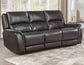 Alexandria 3-Piece Leather Reclining Set – Sofa, Loveseat, Recliner, Chocolate