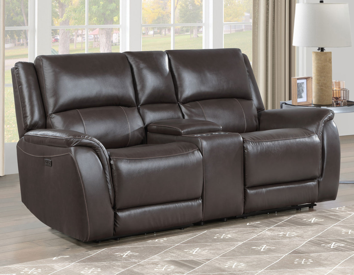 Alexandria 3-Piece Leather Reclining Set – Sofa, Loveseat, Recliner, Chocolate