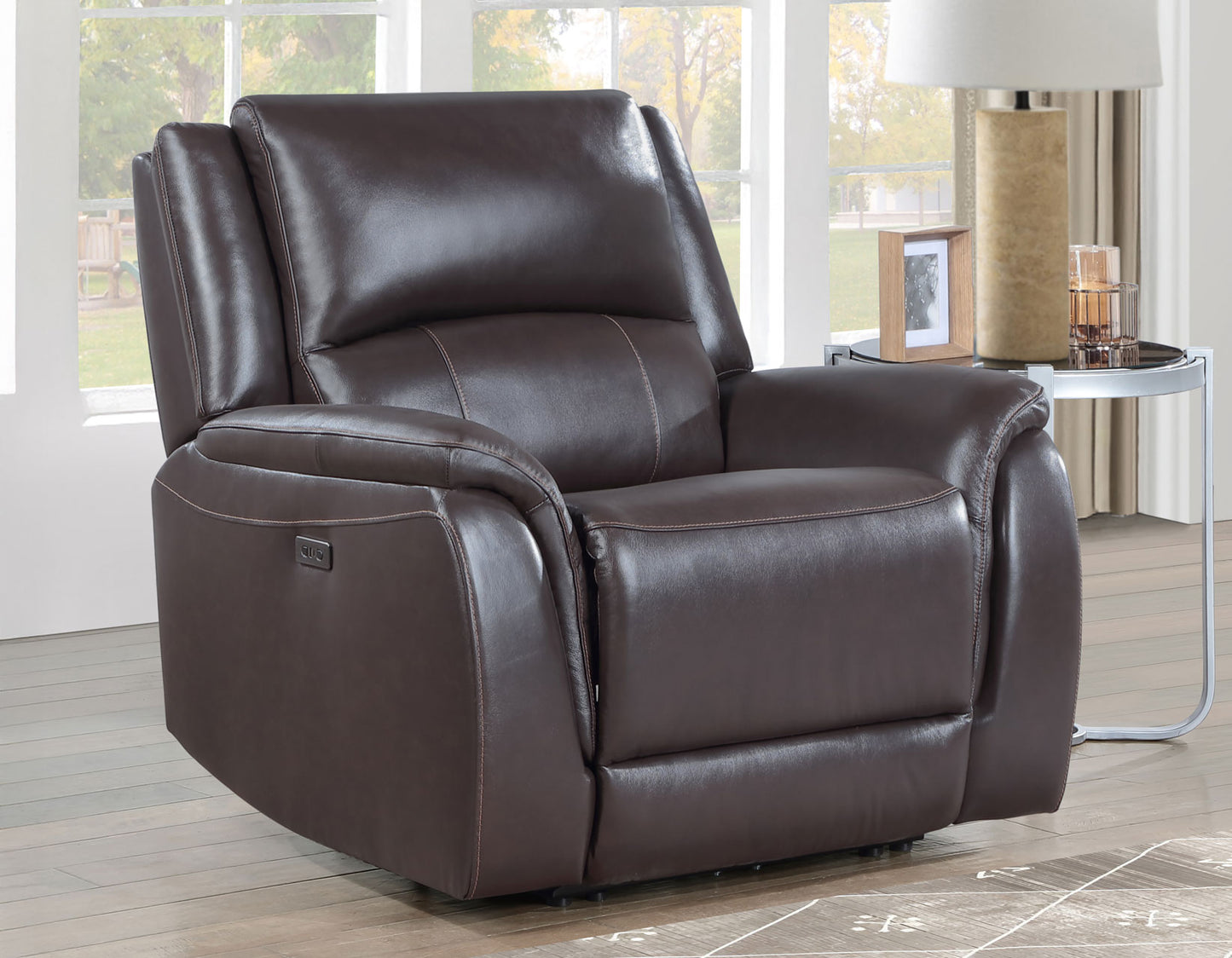 Alexandria 3-Piece Leather Reclining Set – Sofa, Loveseat, Recliner, Chocolate