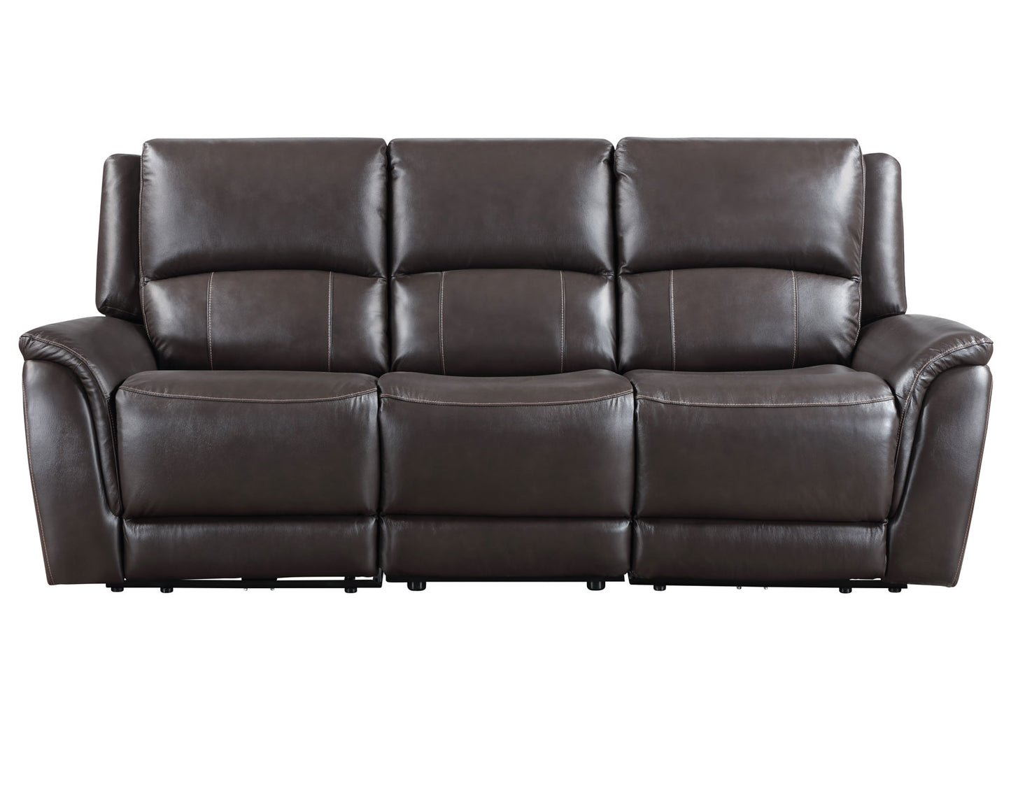 Alexandria 3-Piece Leather Reclining Set – Sofa, Loveseat, Recliner, Chocolate