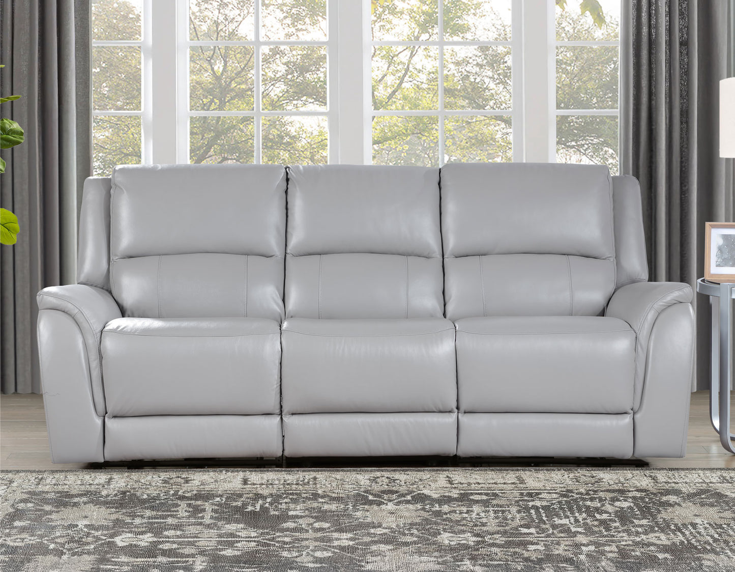 Alexandria 3-Piece Leather Reclining Set – Sofa, Loveseat, Recliner, Stone