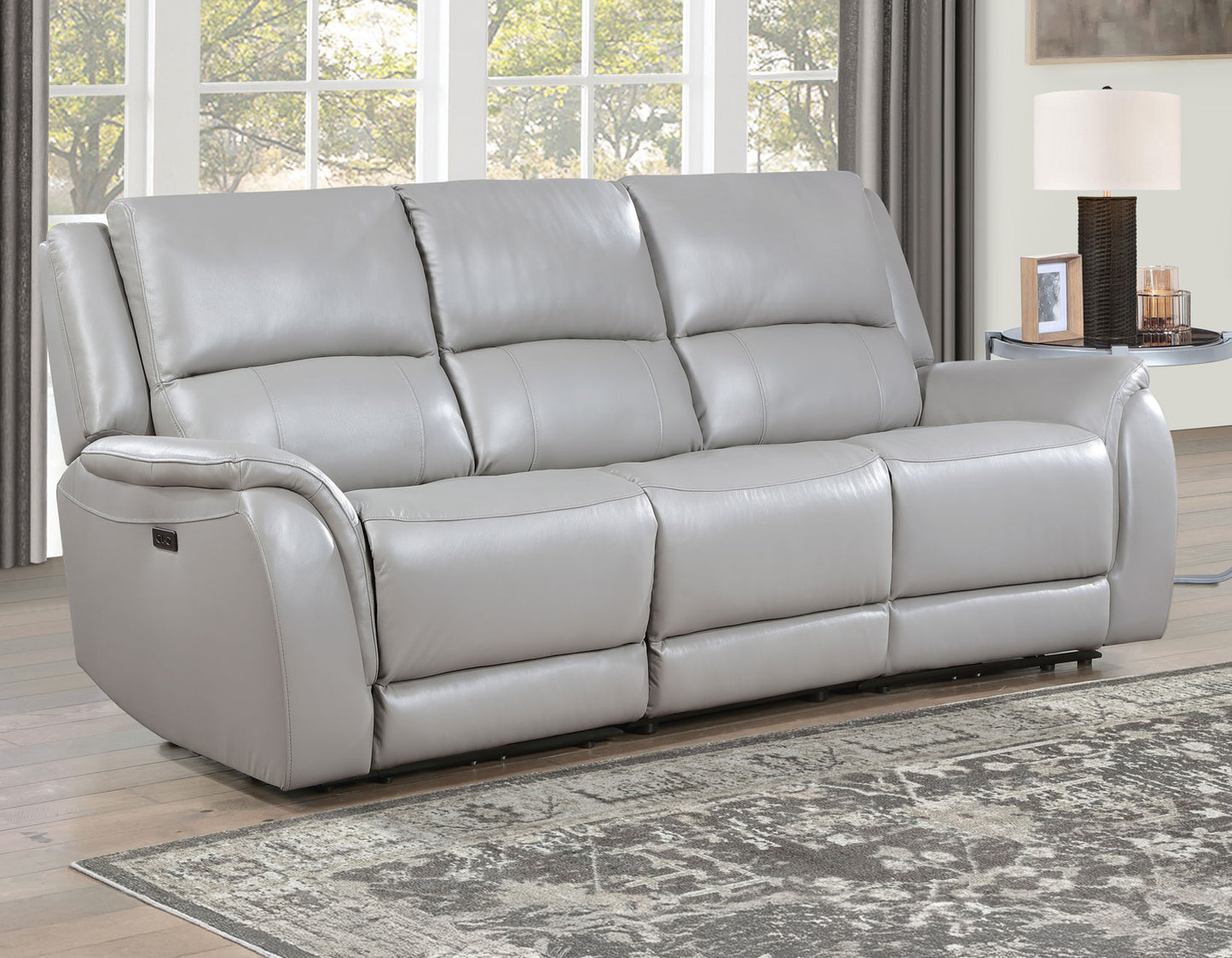 Alexandria 3-Piece Leather Reclining Set – Sofa, Loveseat, Recliner, Stone