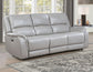 Alexandria 3-Piece Leather Reclining Set – Sofa, Loveseat, Recliner, Stone