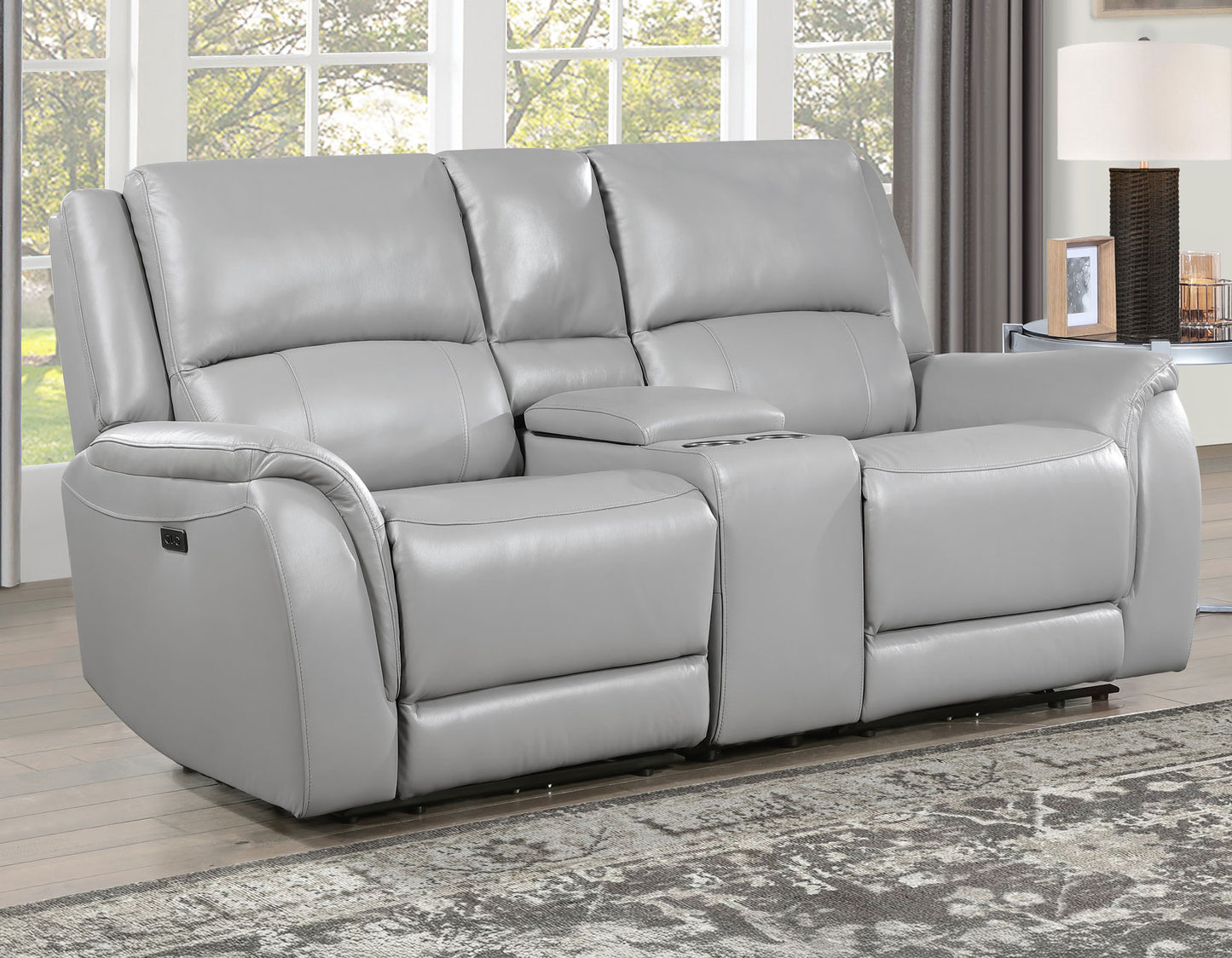 Alexandria 3-Piece Leather Reclining Set – Sofa, Loveseat, Recliner, Stone