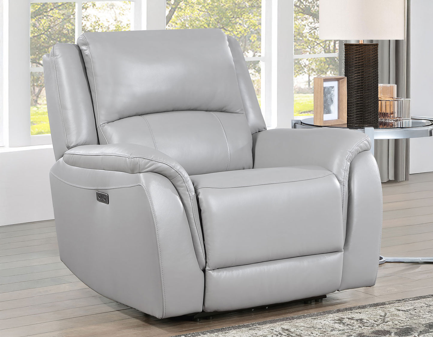 Alexandria 3-Piece Leather Reclining Set – Sofa, Loveseat, Recliner, Stone