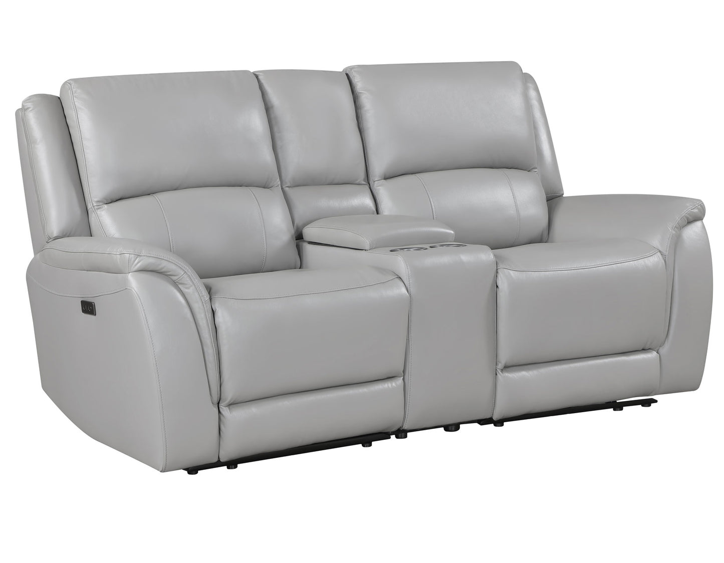 Alexandria Leather Power Reclining Console Loveseat, Stone