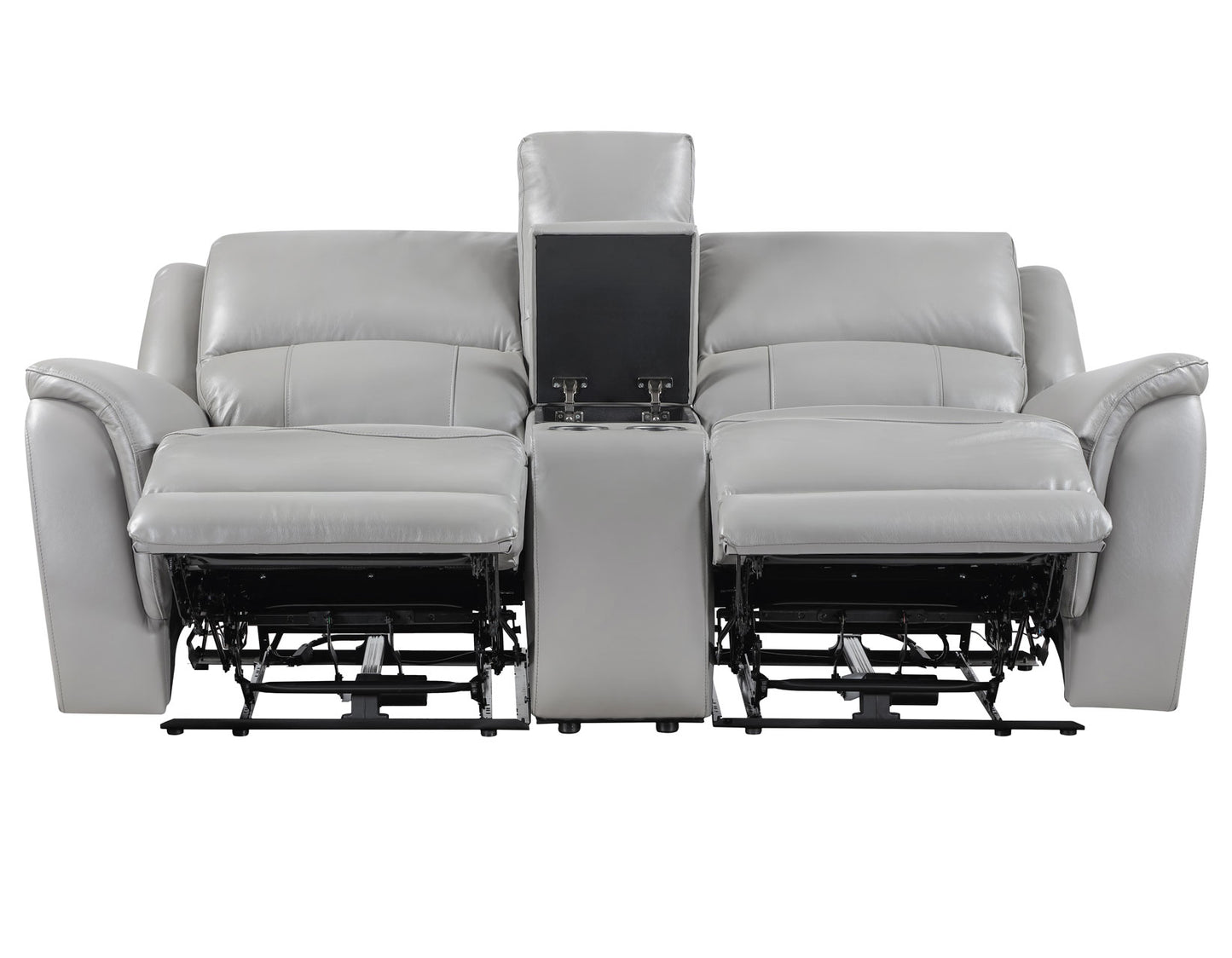 Alexandria Leather Power Reclining Console Loveseat, Stone