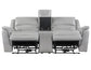 Alexandria Leather Power Reclining Console Loveseat, Stone