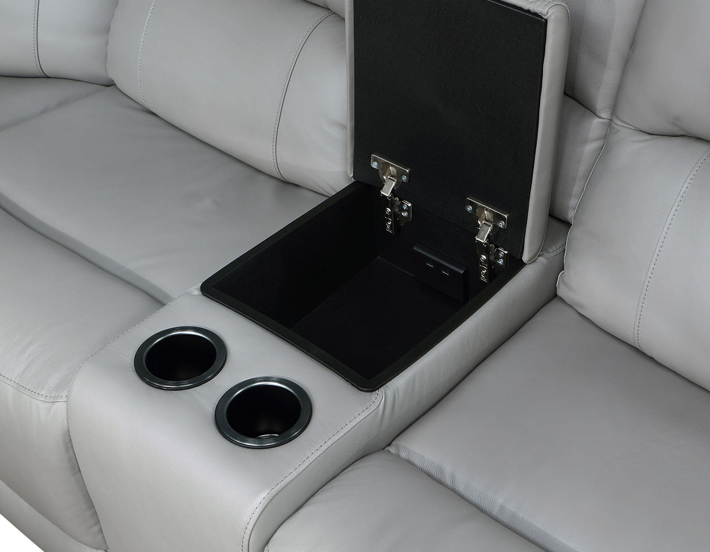 Alexandria Leather Power Reclining Console Loveseat, Stone