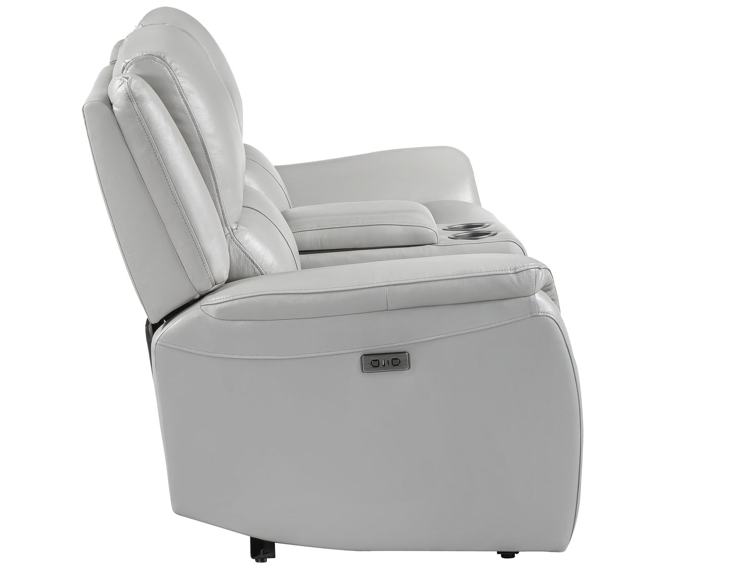 Alexandria Leather Power Reclining Console Loveseat, Stone