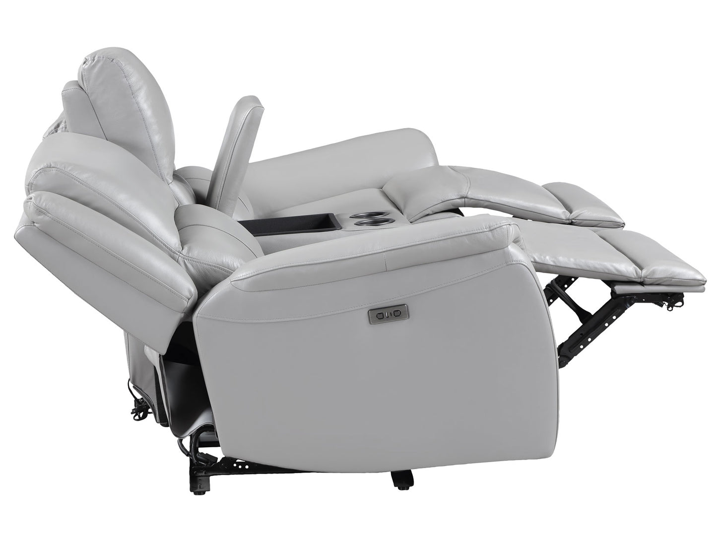 Alexandria Leather Power Reclining Console Loveseat, Stone