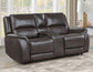 Alexandria Leather Power Reclining Console Loveseat, Chocolate