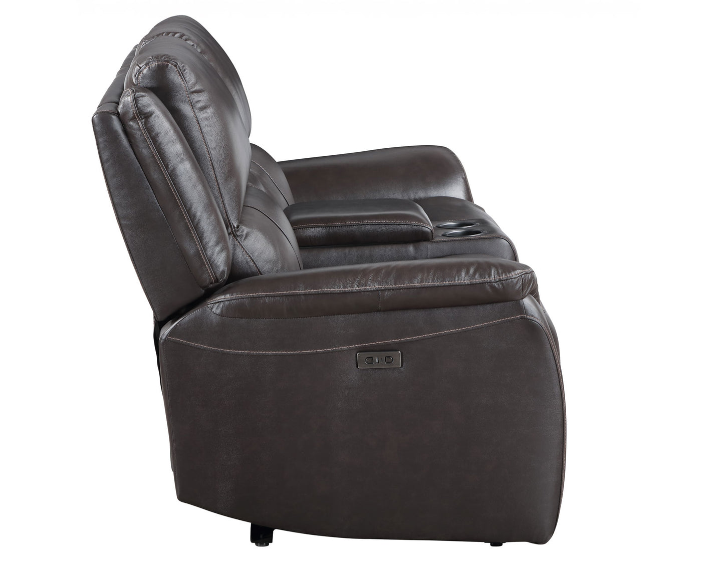 Alexandria Leather Power Reclining Console Loveseat, Chocolate