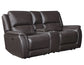 Alexandria Leather Power Reclining Console Loveseat, Chocolate